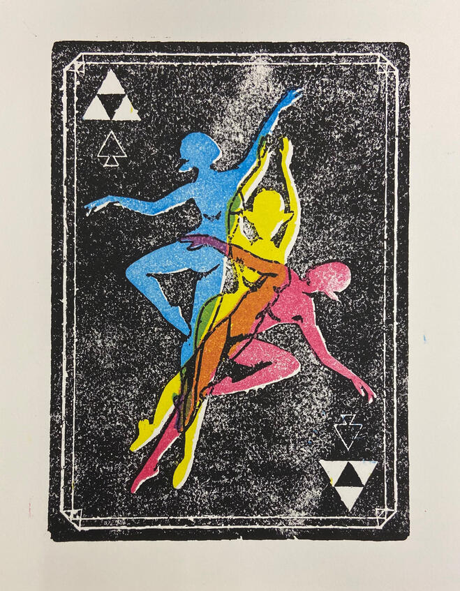 Ace of Spades, Multi-Block Relief, 2021, 9x7"