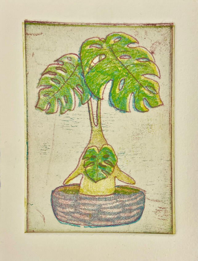 Korok, Multi-Plate Intaglio, 2022, 4x3"