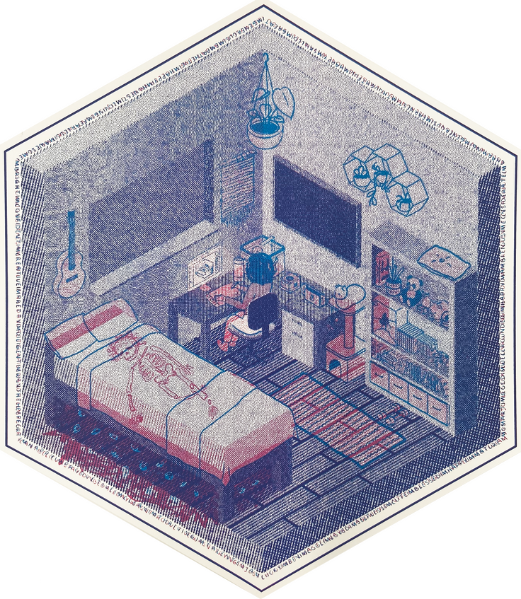 Bed Rot (Night), Screen print, 2023, 13x12"