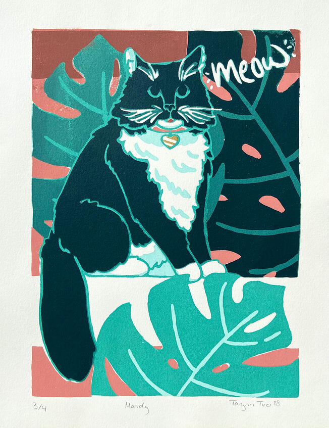 Mandy, Reduction Screen print, 2018, 14x11"