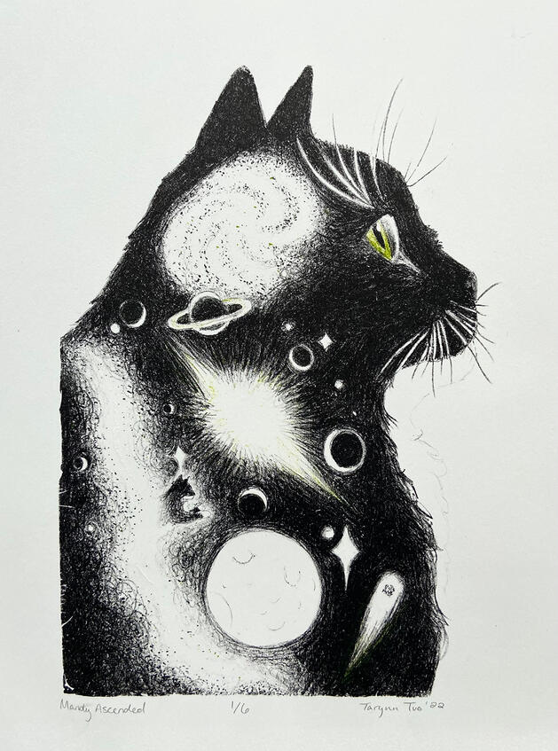 Mandy Ascended, Lithograph, 2022, 14x11"