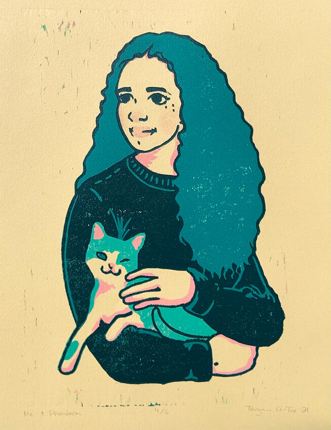 Me & Phantom, Reduction Relief, 2021, 14x11"