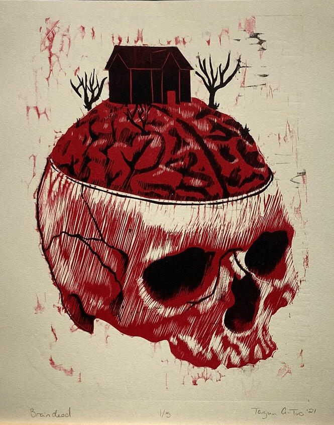 Braindead, Multi-Block Relief, 2021, 14x11"