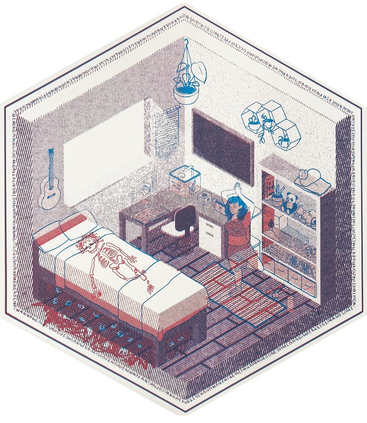 Bed Rot (Day), Screen print, 2023, 13x12"